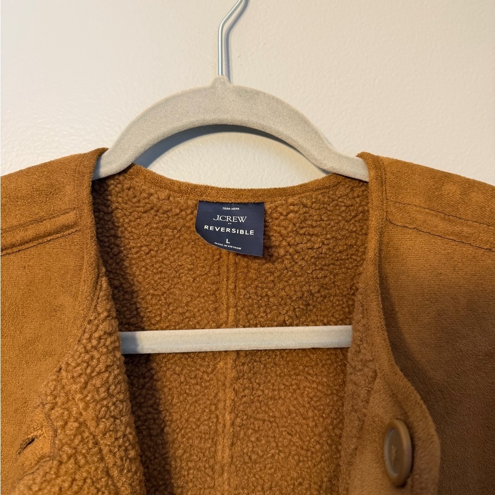 J. Crew Women's Reversible Sherpa and Faux Suede Jacket - Picture 4 of 6